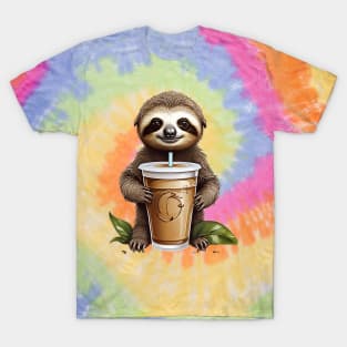 Iced Coffee and Cute Baby Sloth T-Shirt